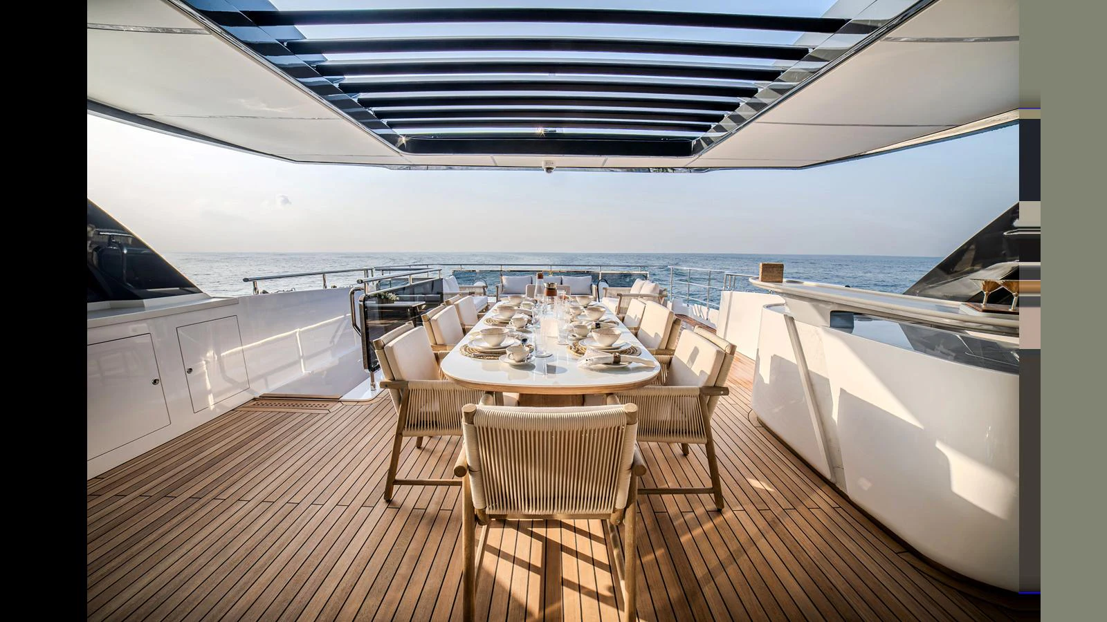 a table on a boat aboard 100 TERRACE Yacht for Sale