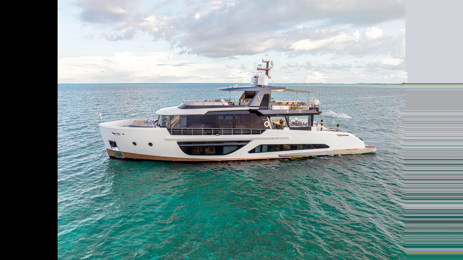 a ship in the water aboard VIVACE Yacht for Sale