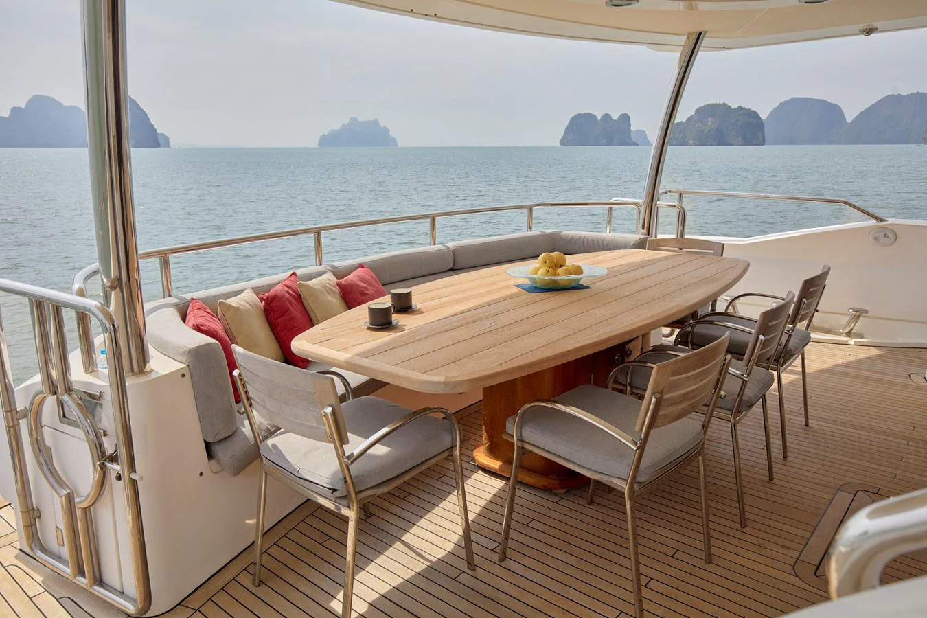 a table on a boat aboard MAJOR AFFAIR Yacht for Sale