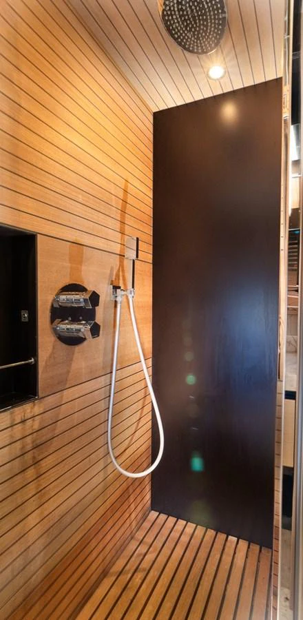 a black door with a black door aboard SABI Yacht for Sale