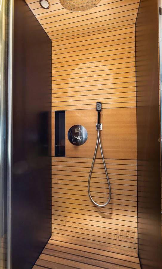 a door with a light fixture aboard SABI Yacht for Sale