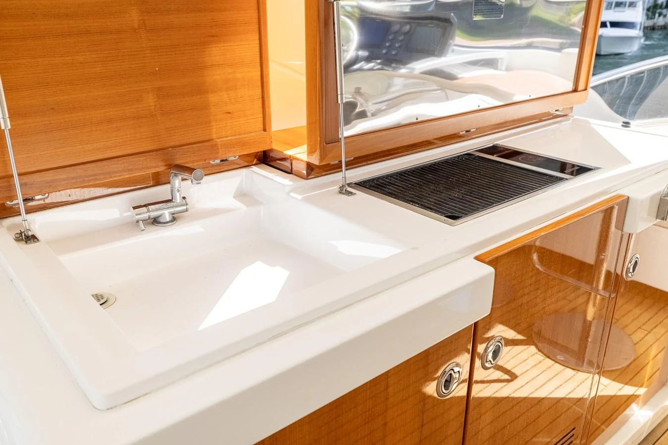 a sink with a faucet aboard SABI Yacht for Sale