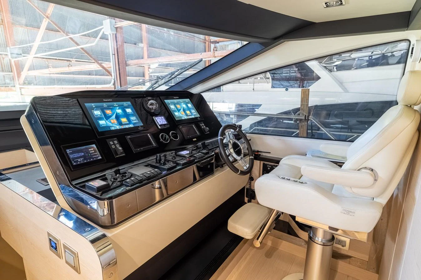 inside of a car aboard SABI Yacht for Sale