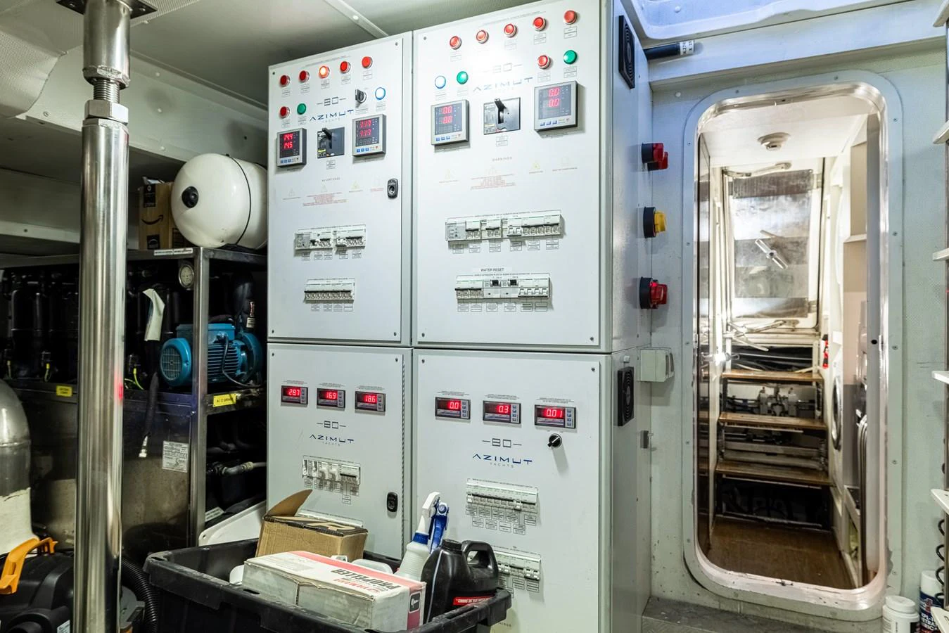 a room with equipment and equipment aboard SABI Yacht for Sale