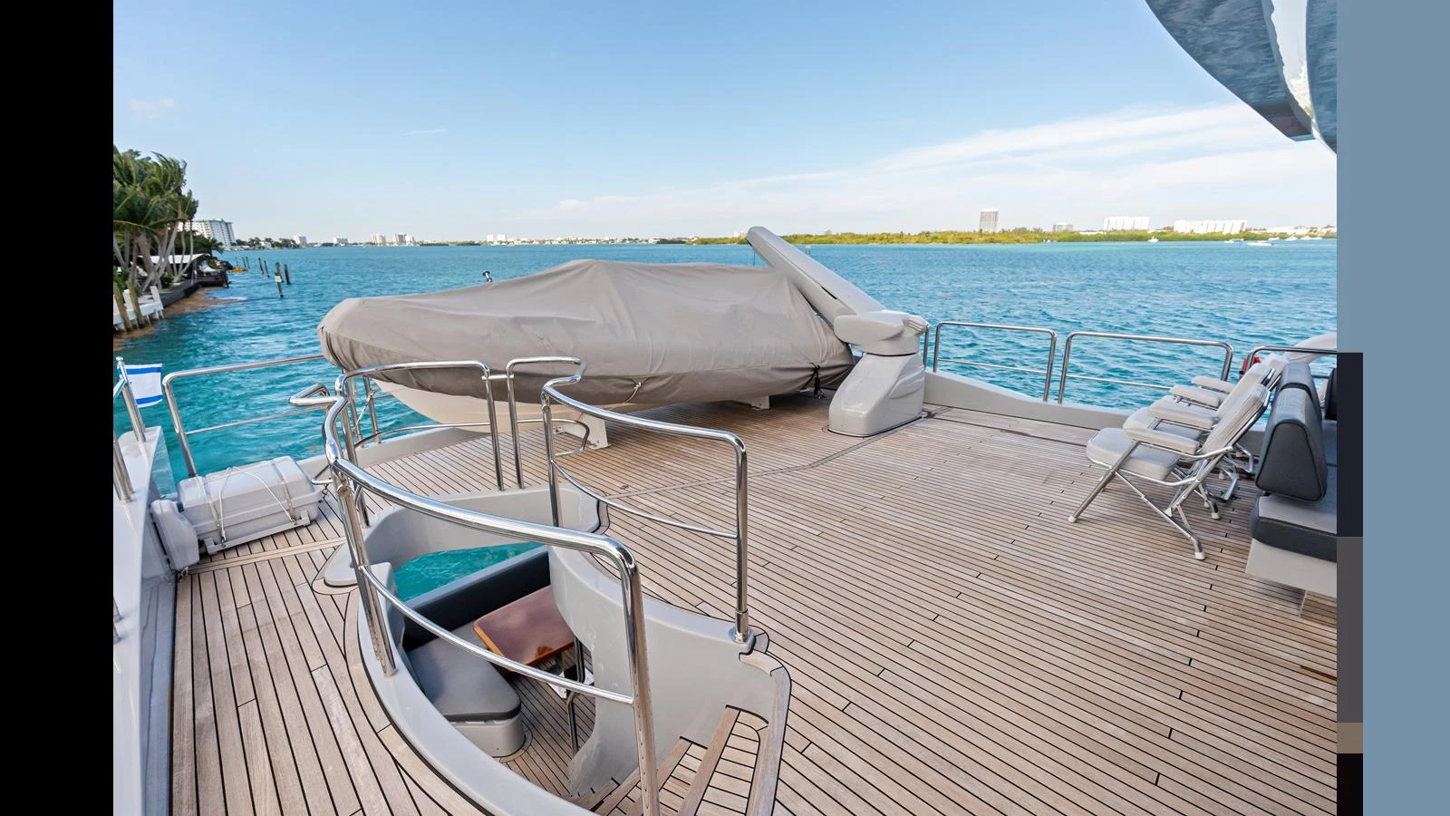 a boat on a deck aboard KNOT WOKE Yacht for Sale