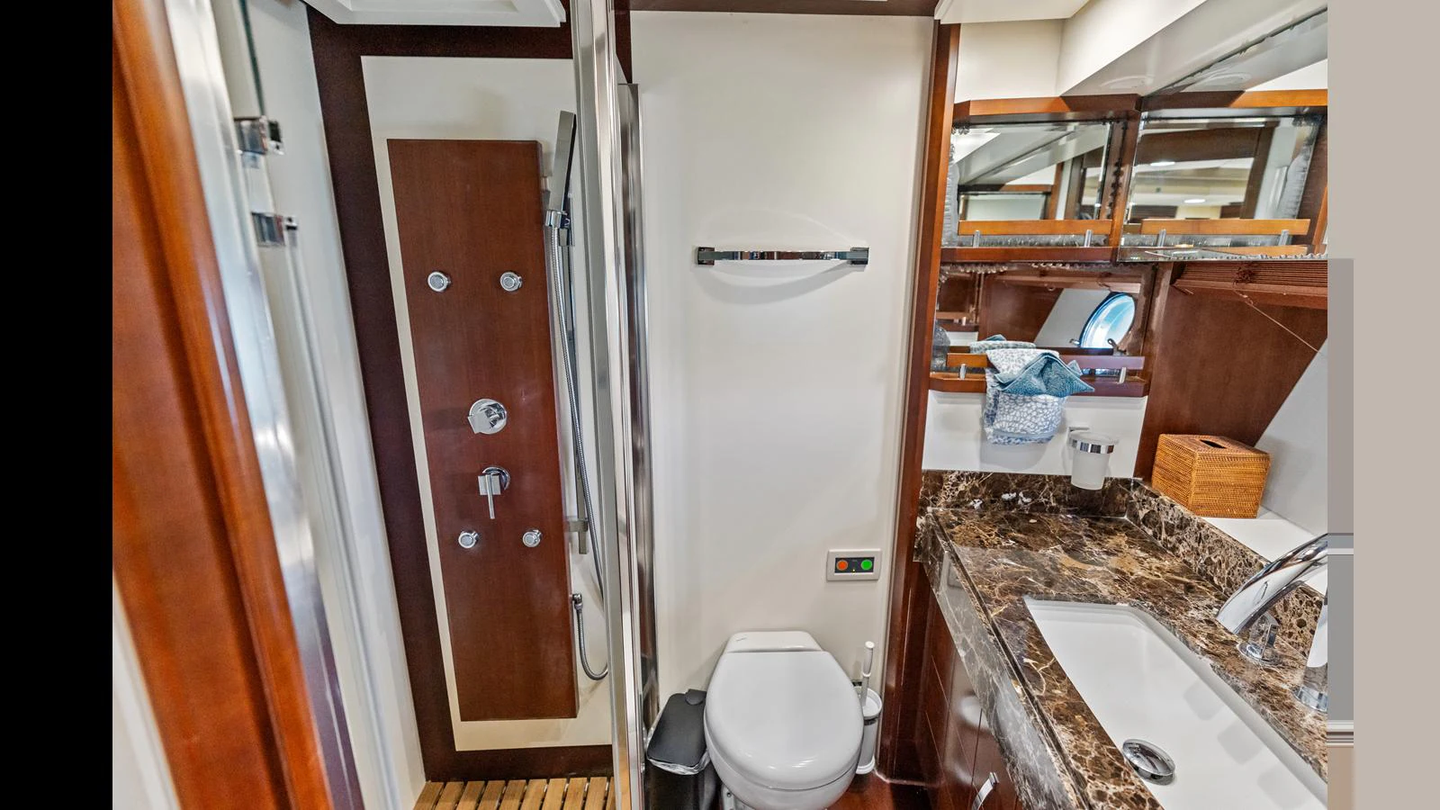 a bathroom with a sink and a toilet aboard KNOT WOKE Yacht for Sale