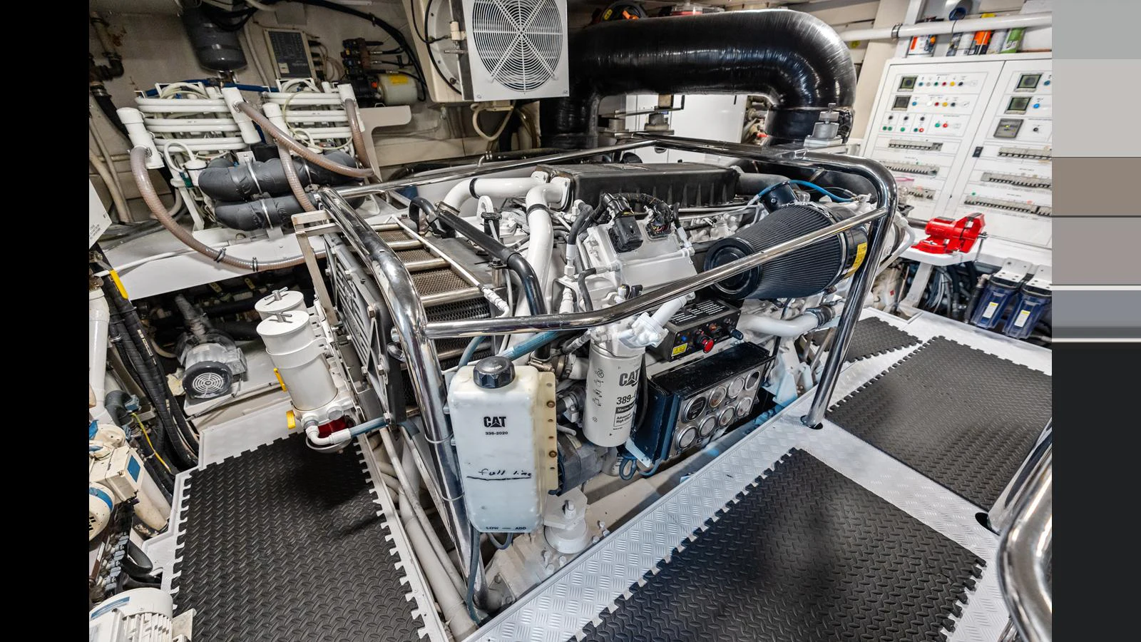 a car engine with a car hood aboard KNOT WOKE Yacht for Sale