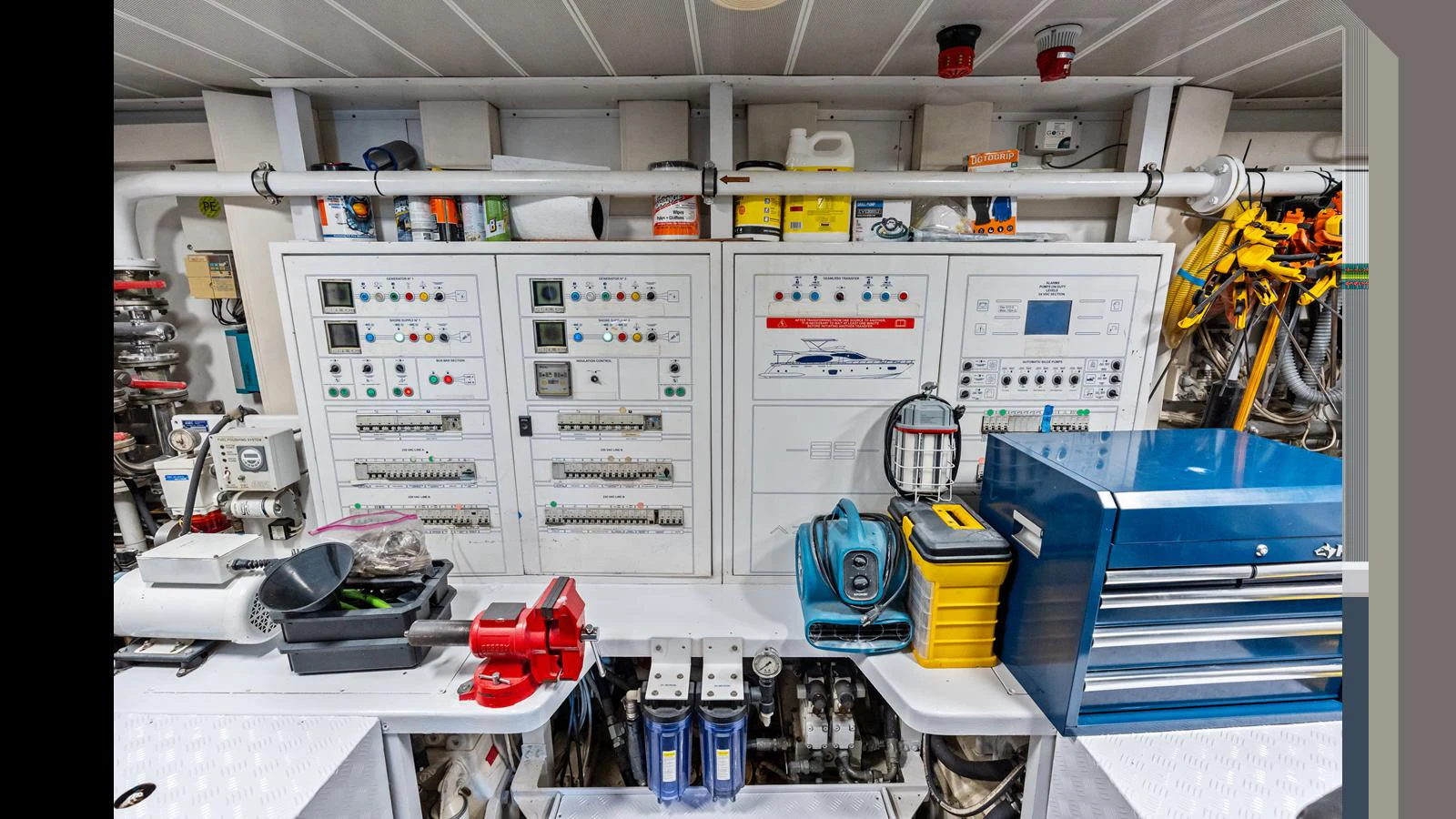 a room with equipment and tools aboard KNOT WOKE Yacht for Sale