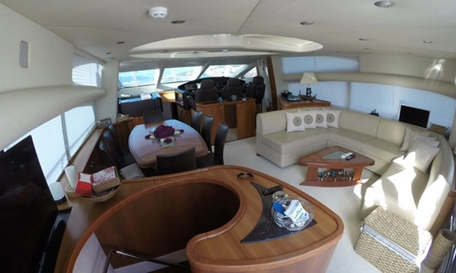 a room with a couch and a table aboard ESY Yacht for Sale