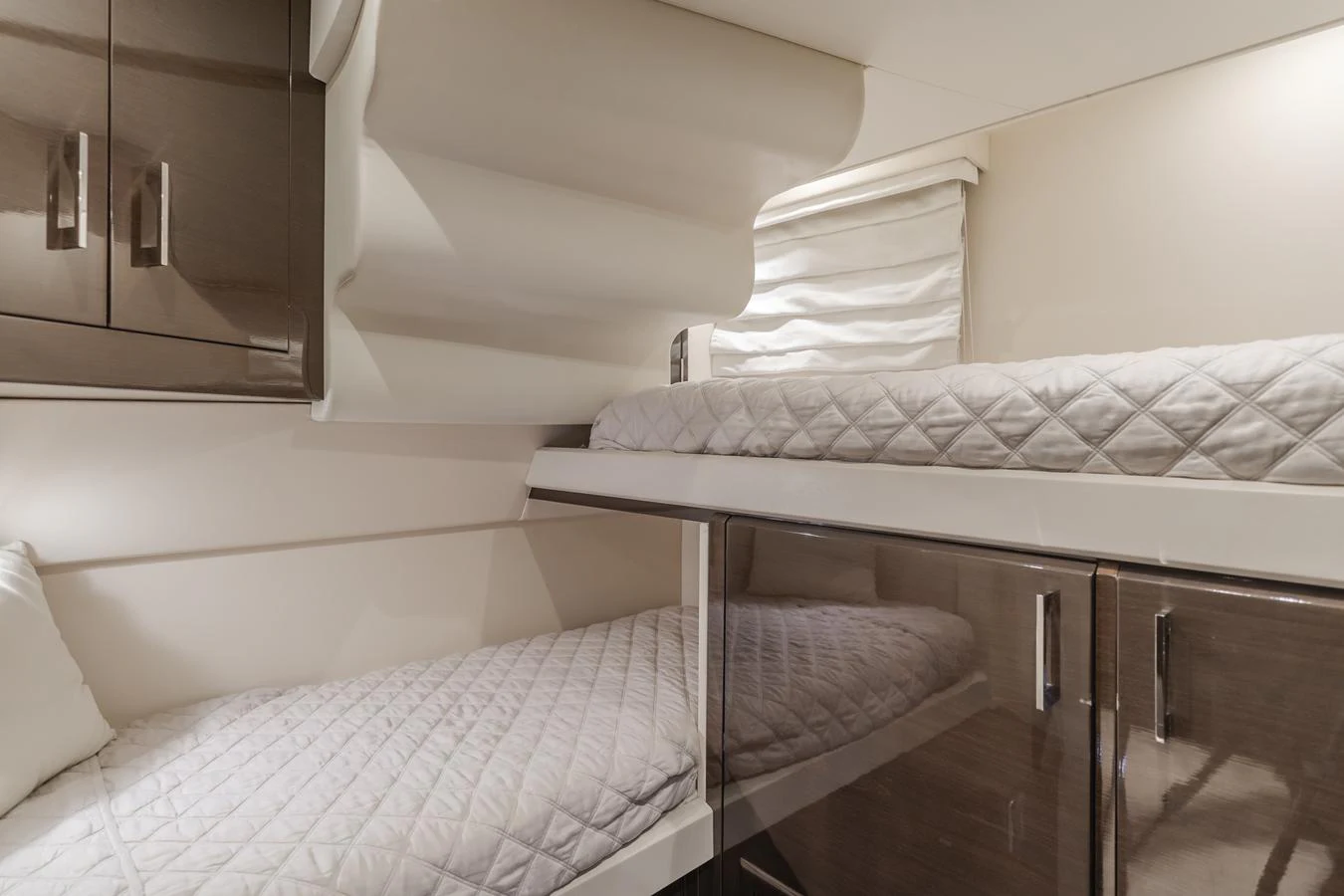 a room with white beds aboard FINE SEAS-ONINGS Yacht for Sale
