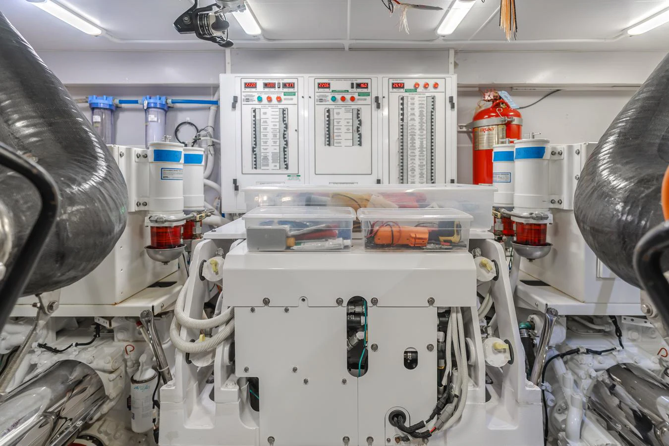a machine in a room aboard FINE SEAS-ONINGS Yacht for Sale