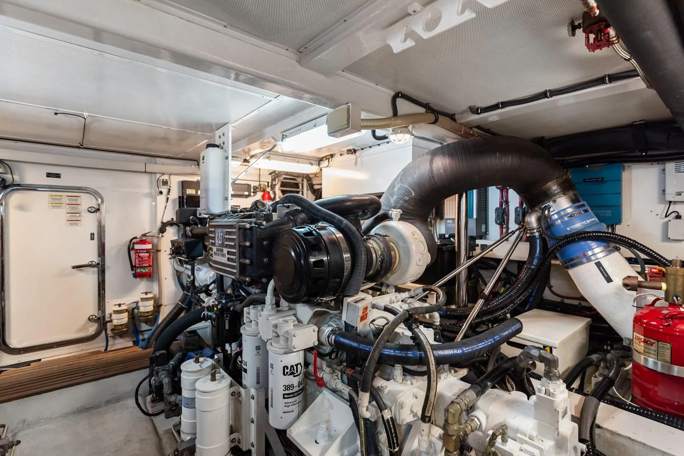 a close-up of a car engine aboard ENCORE Yacht for Sale