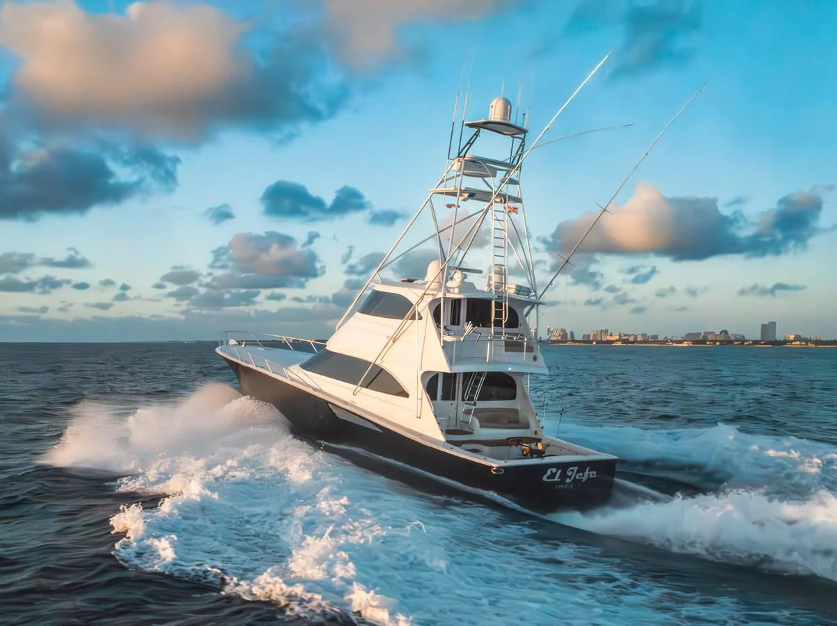 a boat on the water aboard EL JEFE Yacht for Sale