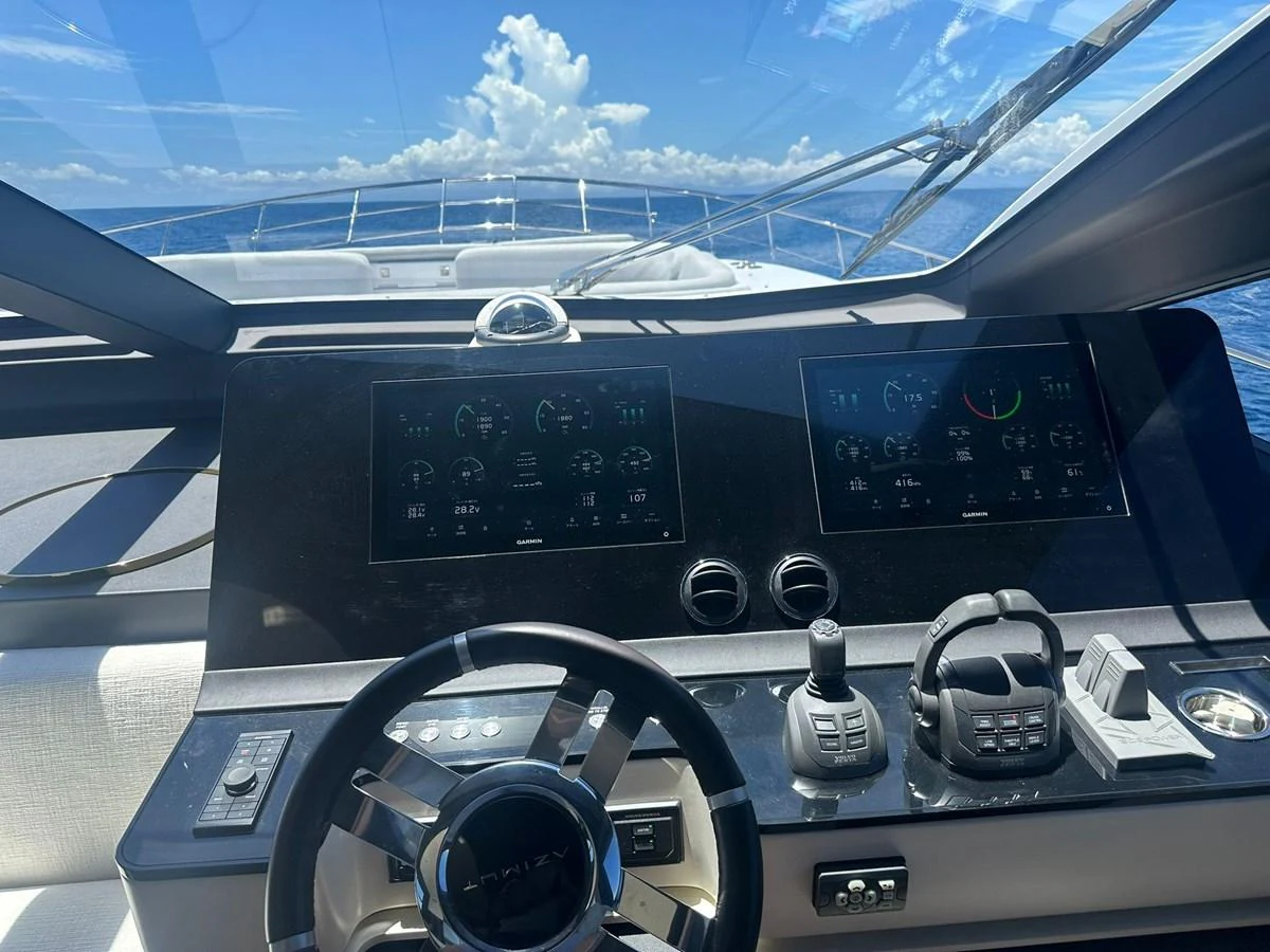the inside of a car aboard ANGEL Yacht for Sale