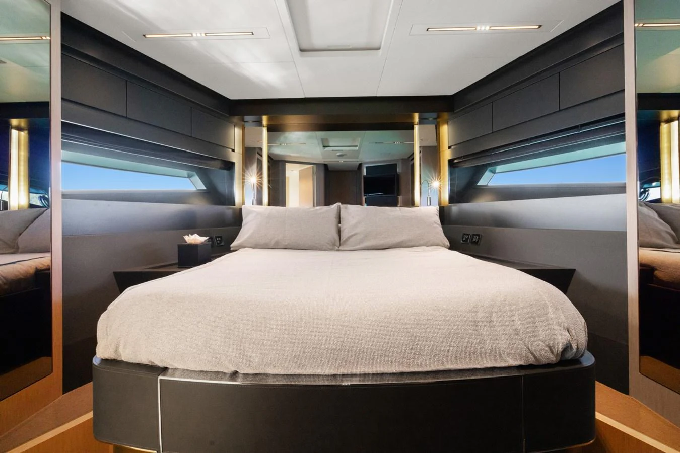a bed in a room aboard SAMIRA Yacht for Sale
