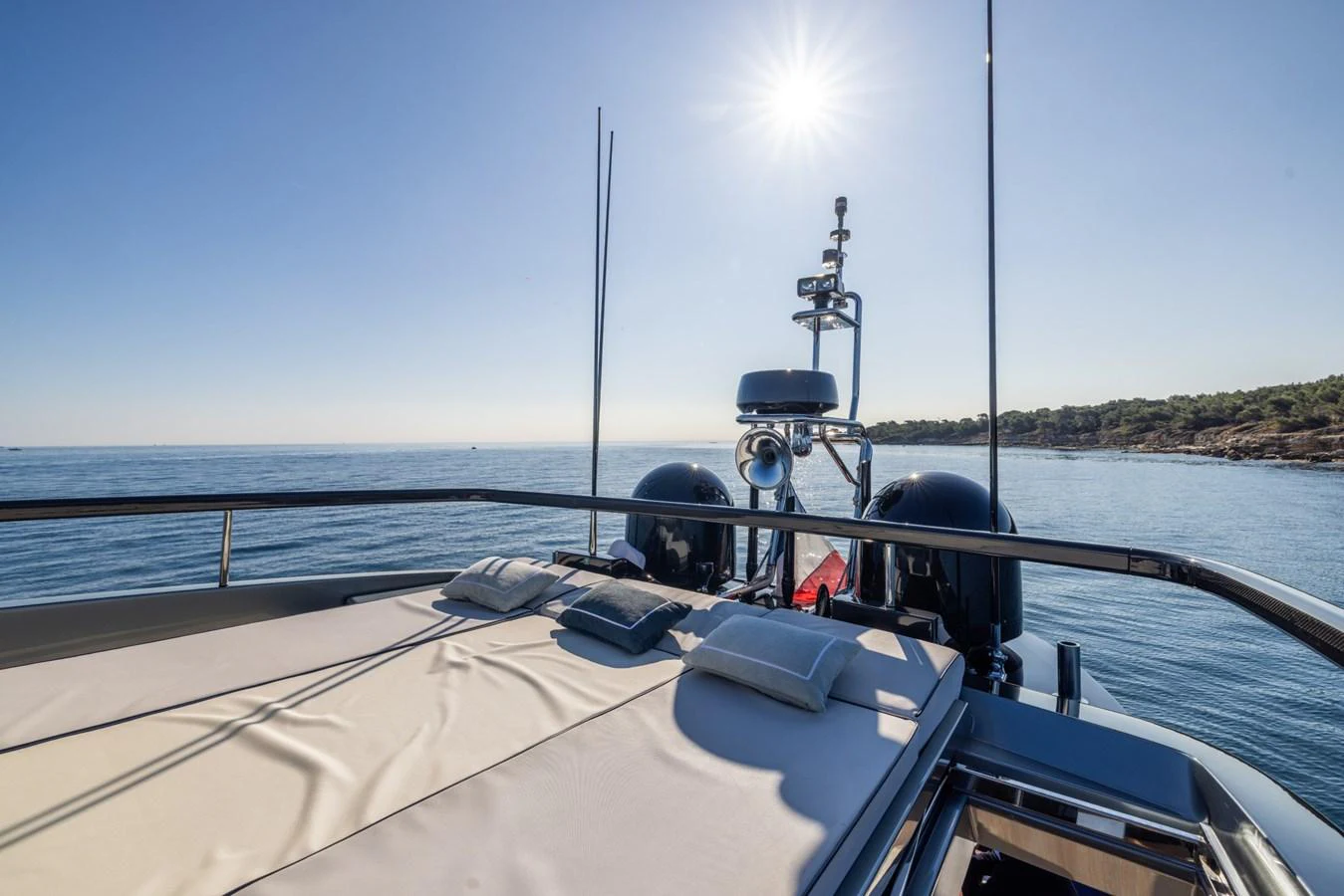 a boat with a satellite dish on it aboard SAMIRA Yacht for Sale