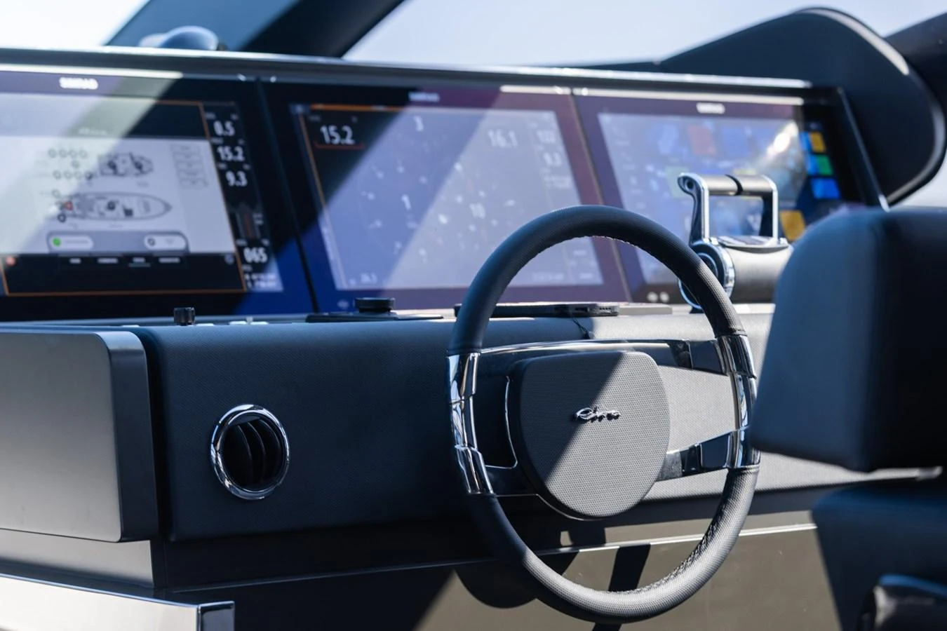 the inside of a car aboard SAMIRA Yacht for Sale