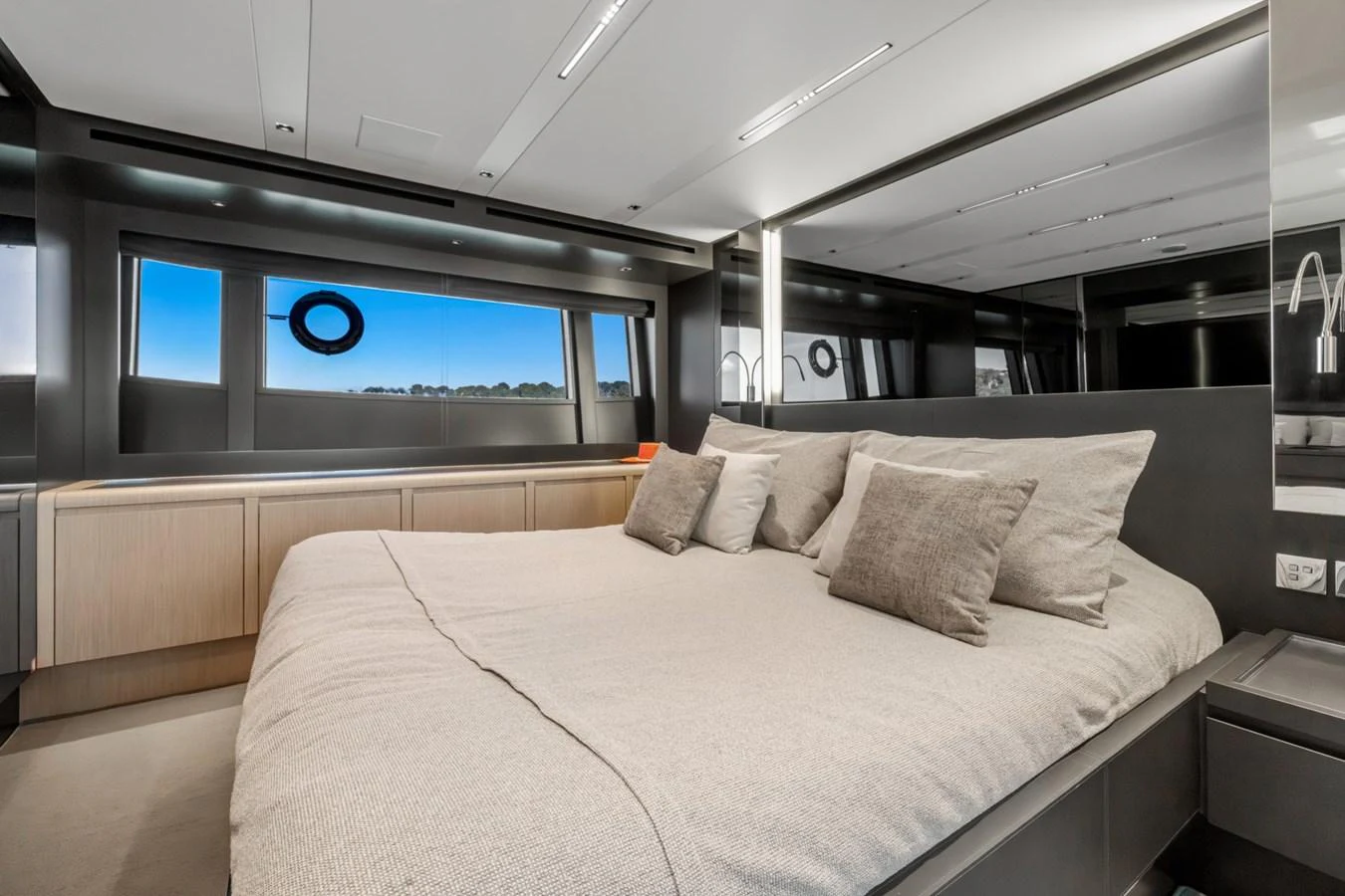 a bed in a room aboard SAMIRA Yacht for Sale