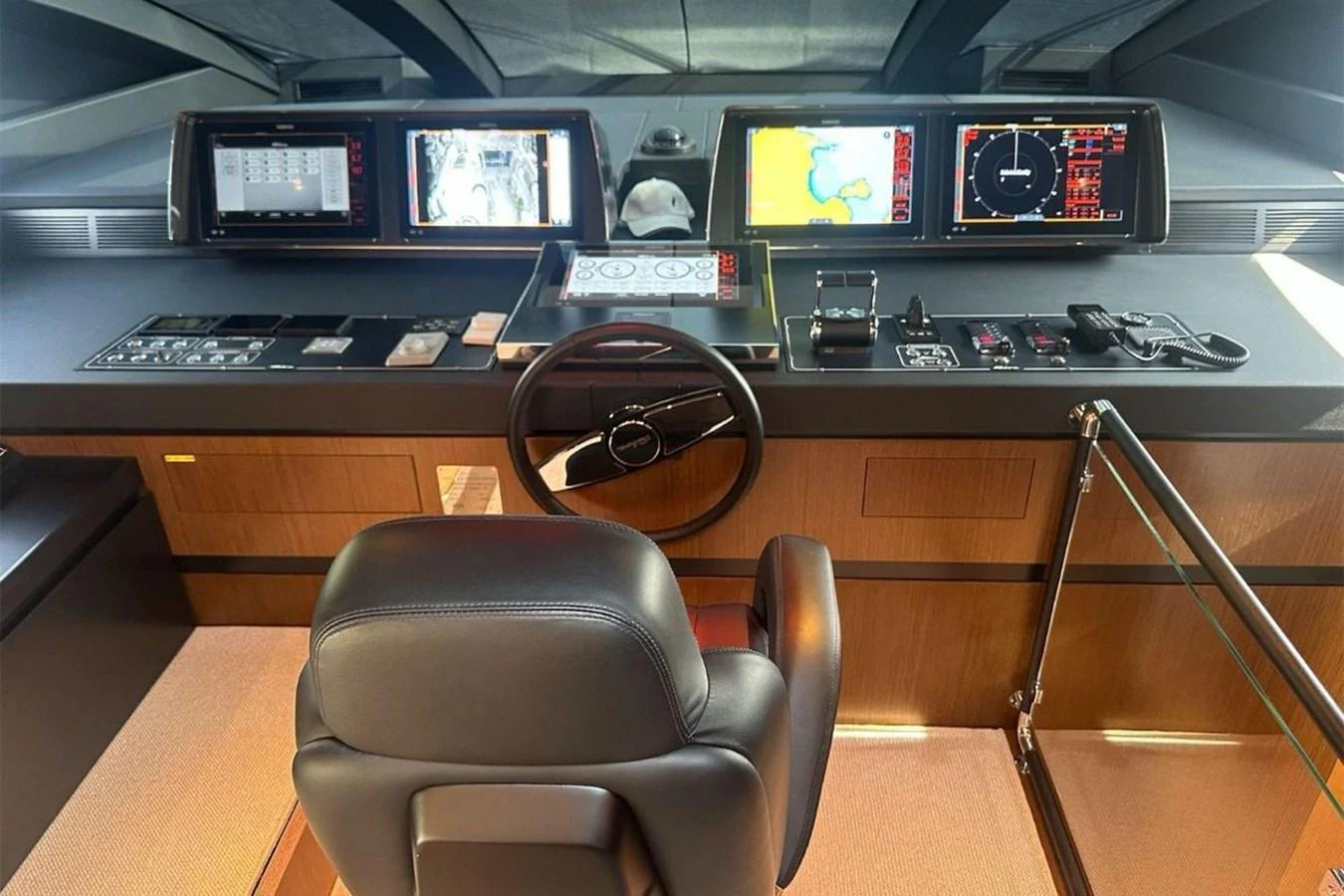a room with a desk and chairs aboard BELLA DONNA Yacht for Sale