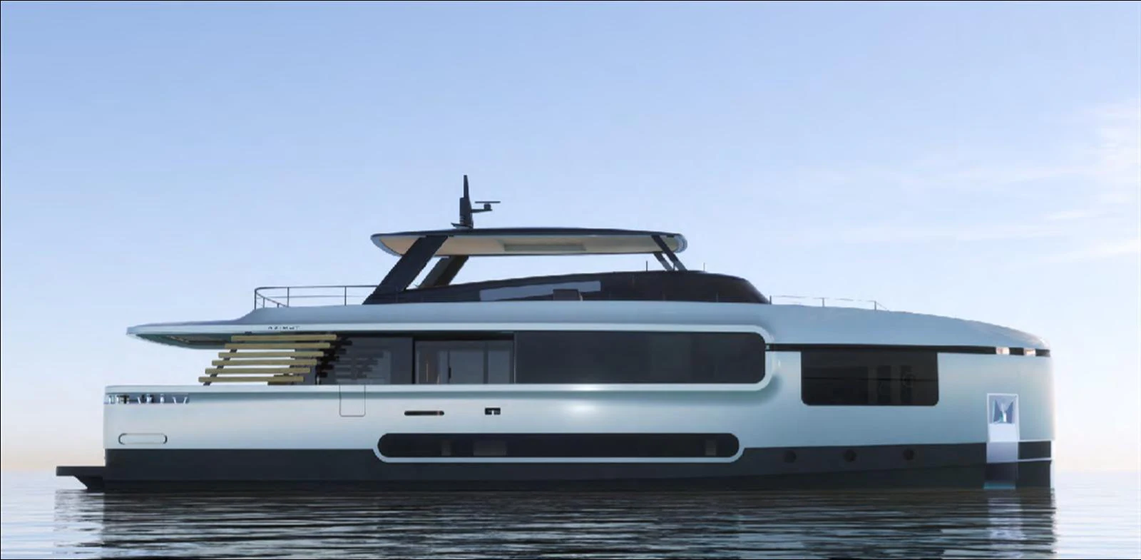 a white and black boat aboard AZIMUT GRANDE 27M MAGELLANO Yacht for Sale