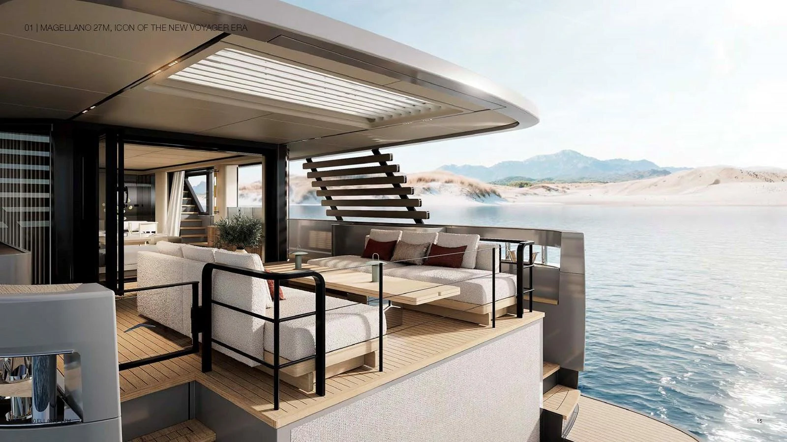 a room with a bed and a table and chairs aboard AZIMUT GRANDE 27M MAGELLANO Yacht for Sale