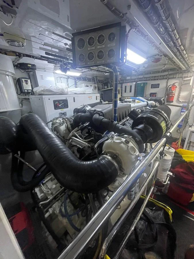 The image showcases the yacht's well-maintained engine room with advanced machinery and equipment. aboard HOPE Yacht for Sale