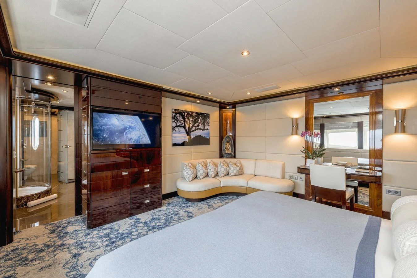 The master stateroom offers a luxurious and spacious retreat with elegant furnishings and modern amenities. aboard DREAM Yacht for Sale