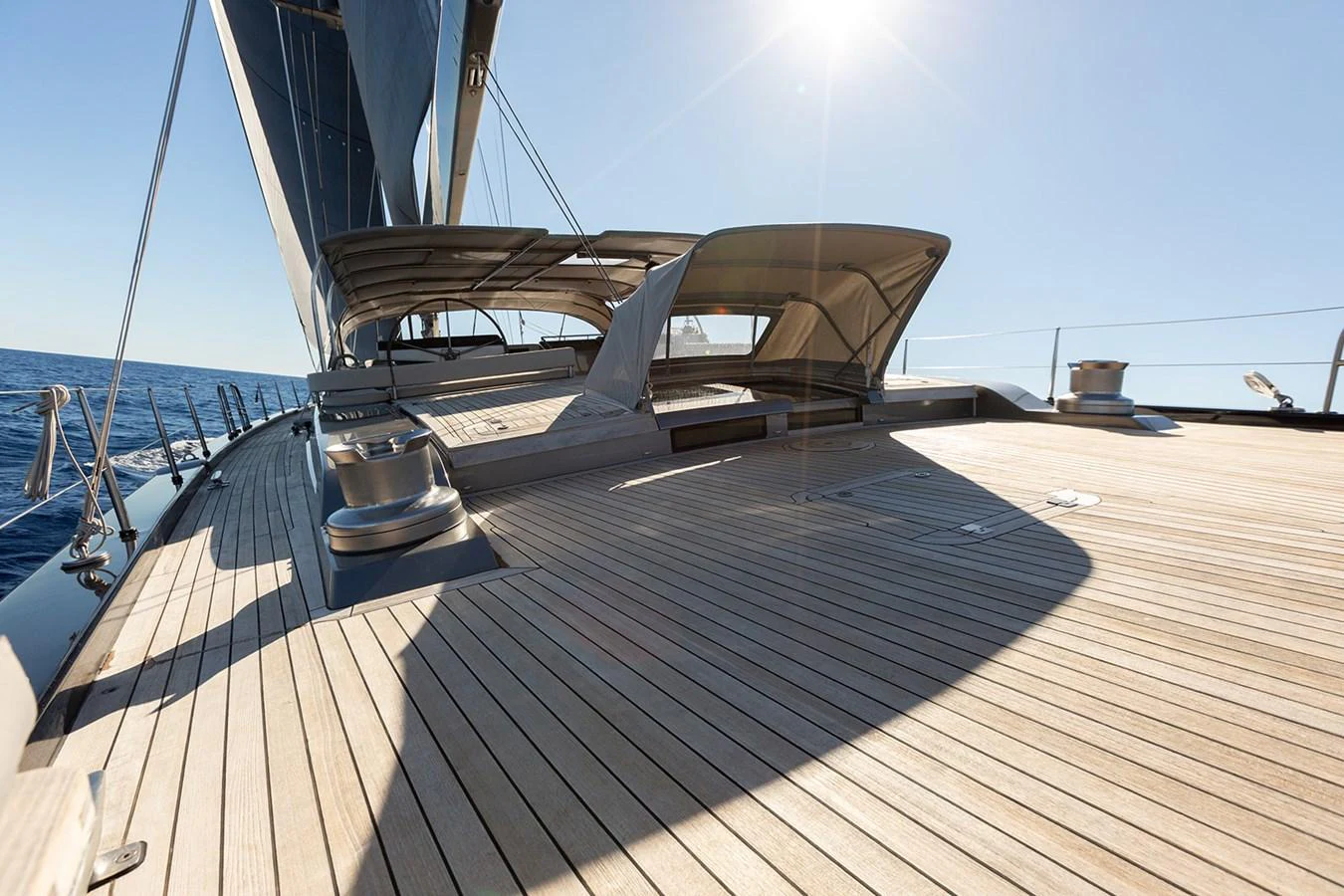 The yacht's deck features sleek lines and ample space, perfect for enjoying the open sea. aboard 4K Yacht for Sale