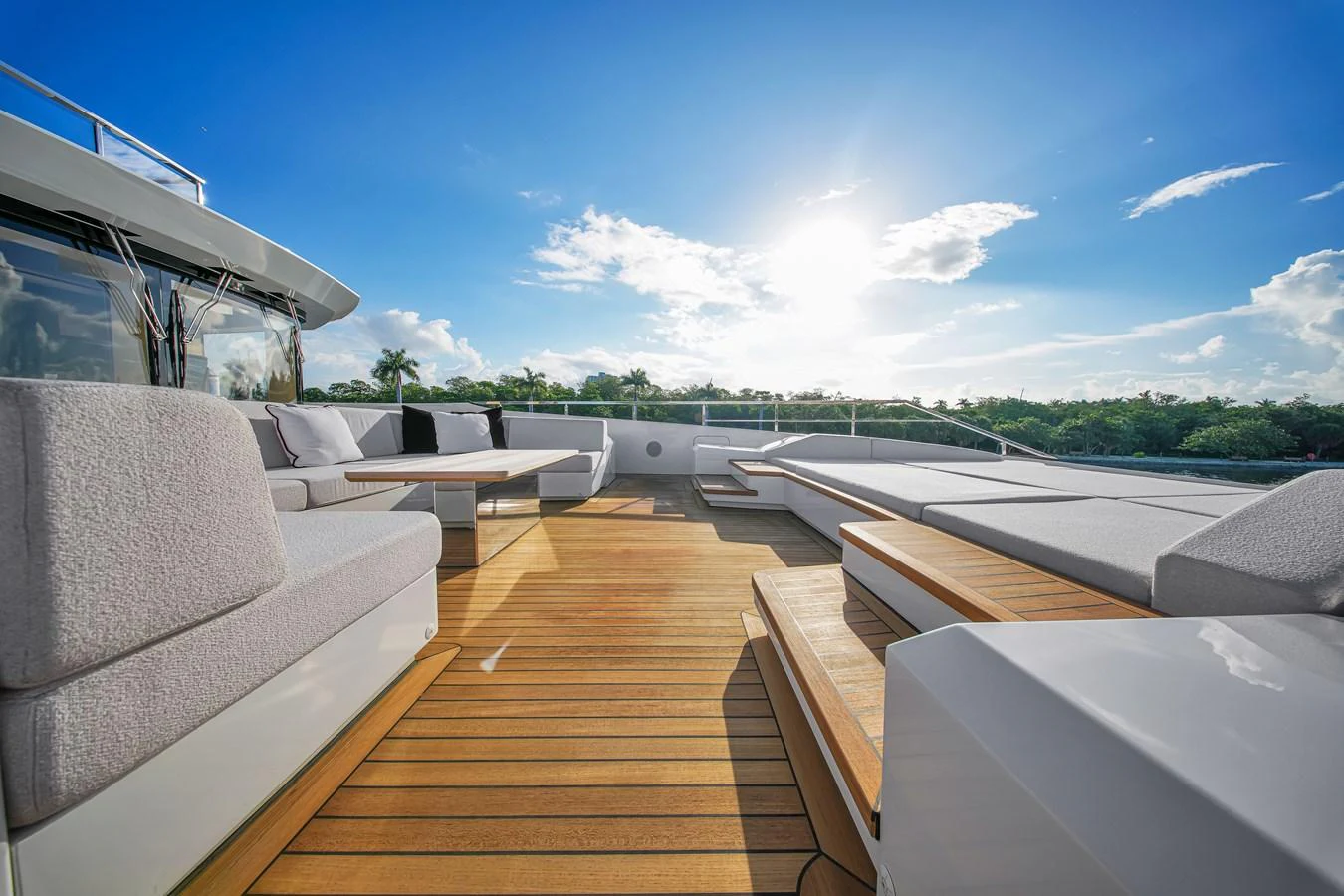 The yacht's sundeck offers a spacious and inviting area for relaxation under the sun. aboard BAGLIETTO DOM 133 #5 Yacht for Sale