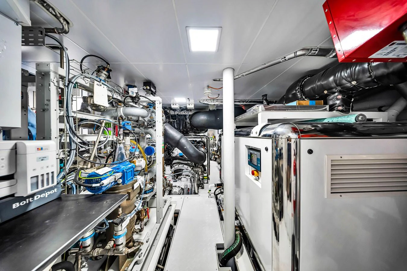 The yacht's engine room is meticulously organized with advanced machinery and equipment. aboard BAGLIETTO DOM 133 #5 Yacht for Sale