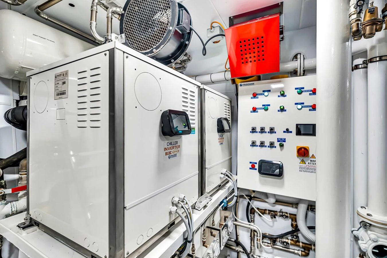The image showcases the yacht's engine room with advanced machinery and control panels. aboard BAGLIETTO DOM 133 #5 Yacht for Sale