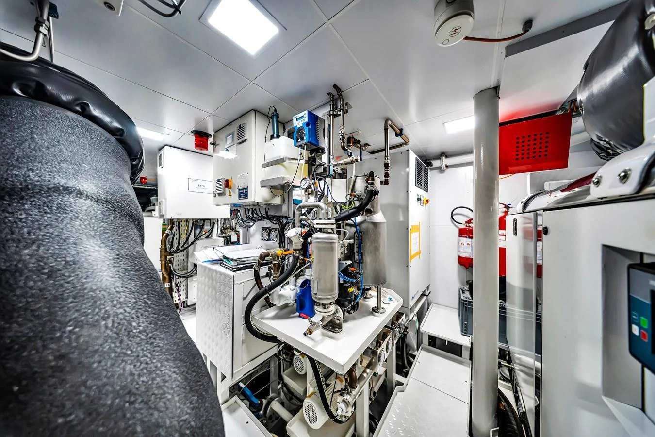 The engine room is equipped with advanced machinery and systems for optimal yacht performance. aboard BAGLIETTO DOM 133 #5 Yacht for Sale