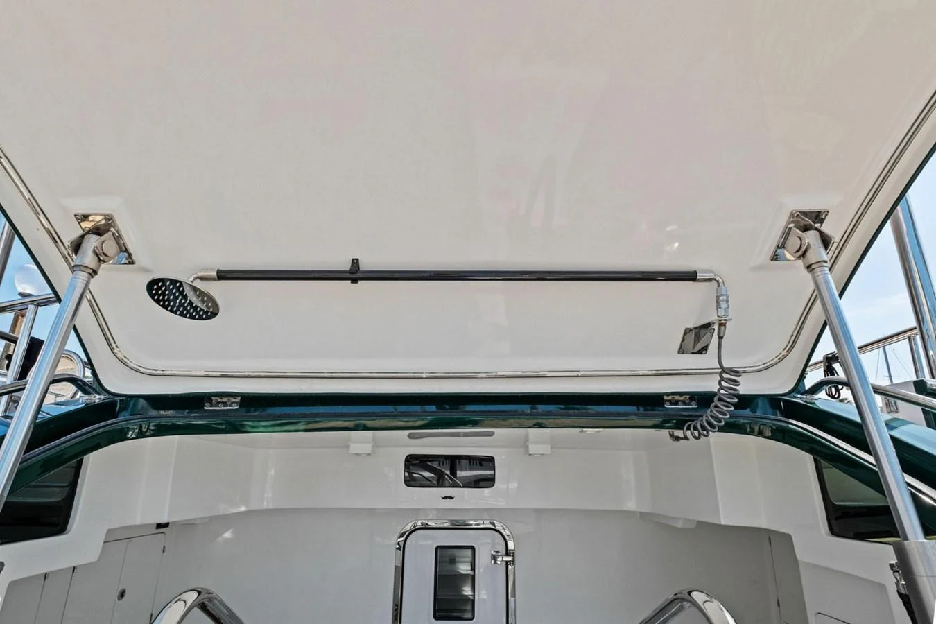 A close-up view of the yacht's overhead shower and deck area. aboard ARTEMIS II Yacht for Sale