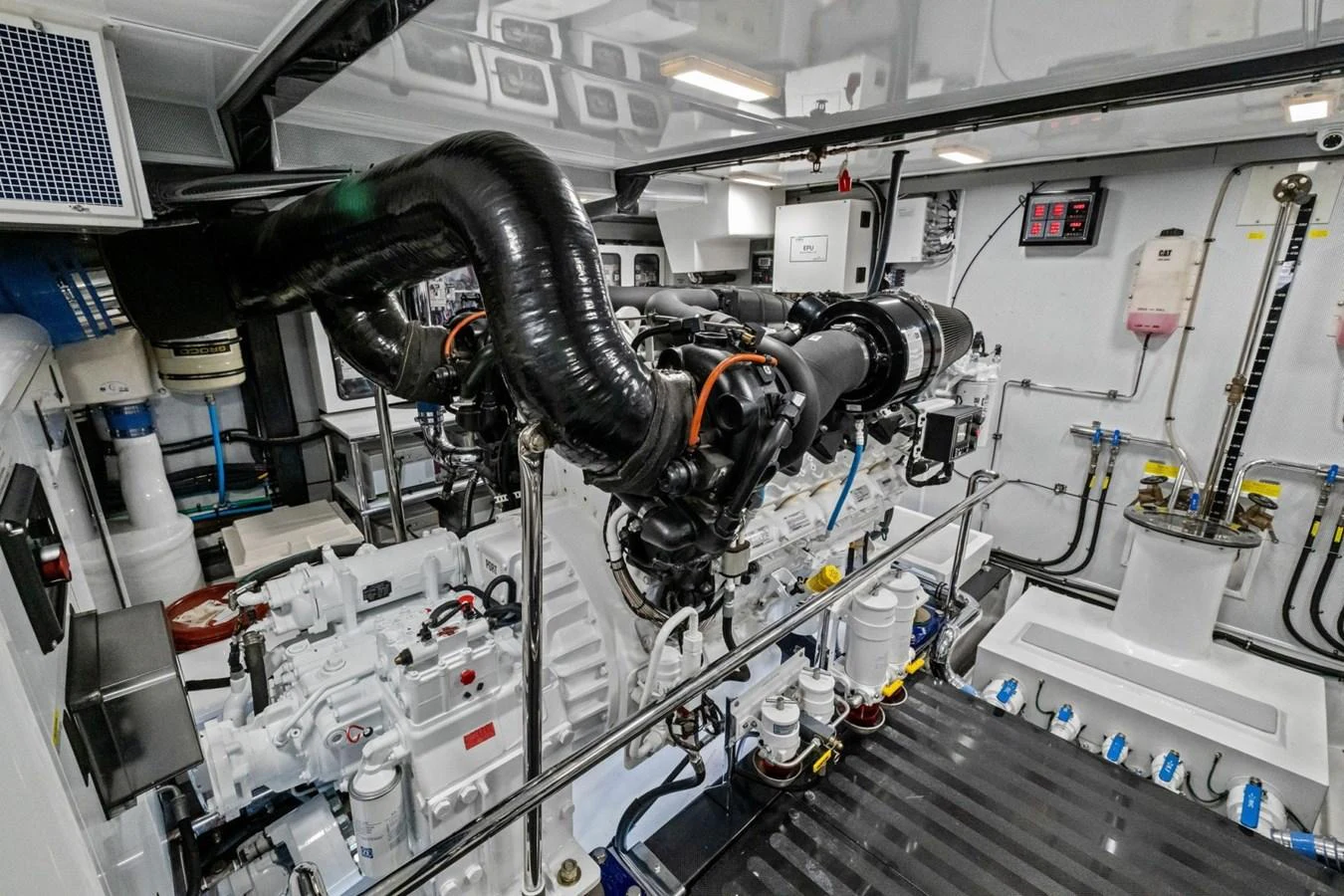 The image showcases the yacht's well-maintained engine room with advanced machinery and equipment. aboard ARTEMIS II Yacht for Sale