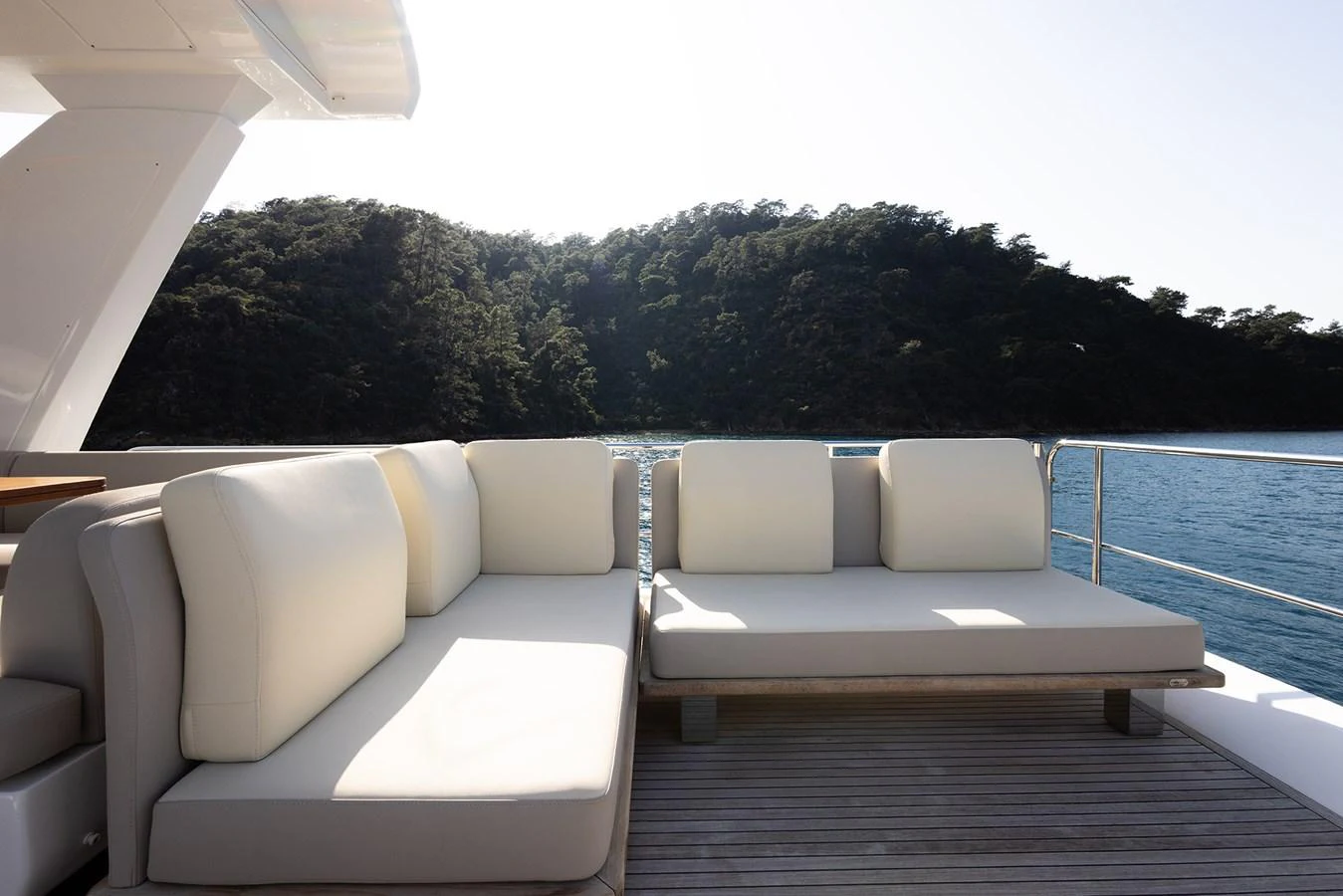 The aft deck features a luxurious seating area with stunning views of the surrounding water and landscape. aboard AZ FLY 66 Yacht for Sale