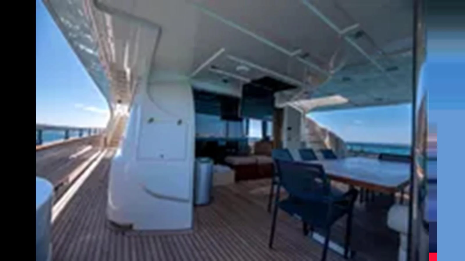 The aft deck offers a spacious and inviting area for outdoor dining and relaxation with stunning ocean views. aboard 2012 FERRETTI YACHTS CUSTOM LINE 100 Yacht for Sale