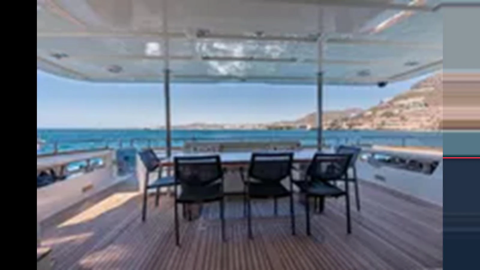 The aft deck offers a spacious and inviting area for alfresco dining with stunning ocean views. aboard 2012 FERRETTI YACHTS CUSTOM LINE 100 Yacht for Sale