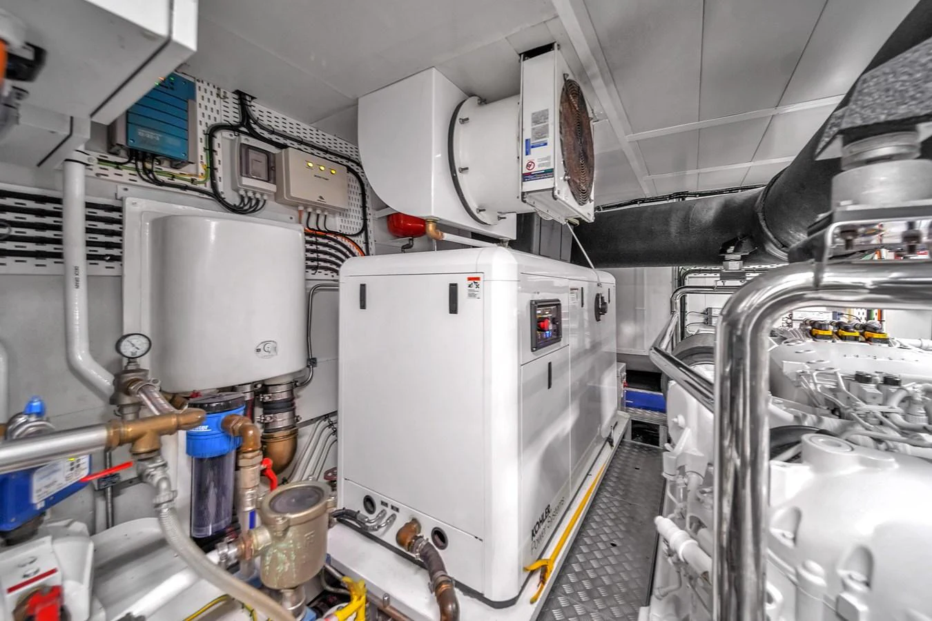 The engine room is equipped with advanced machinery and systems for optimal yacht performance. aboard 2017 AZIMUT 30 METRI Yacht for Sale