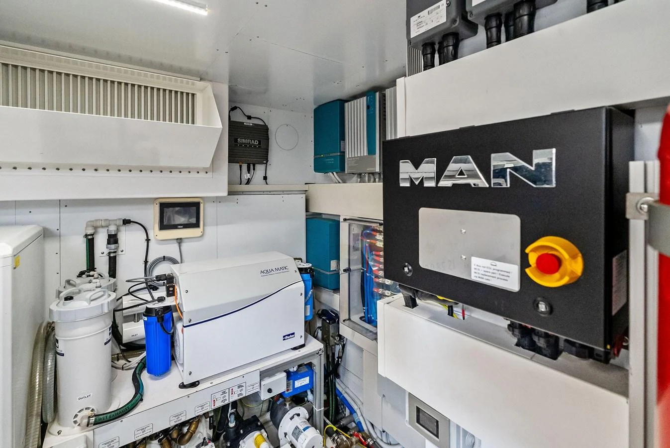 The engine room is equipped with advanced machinery and systems for optimal yacht performance. aboard LADY F Yacht for Sale