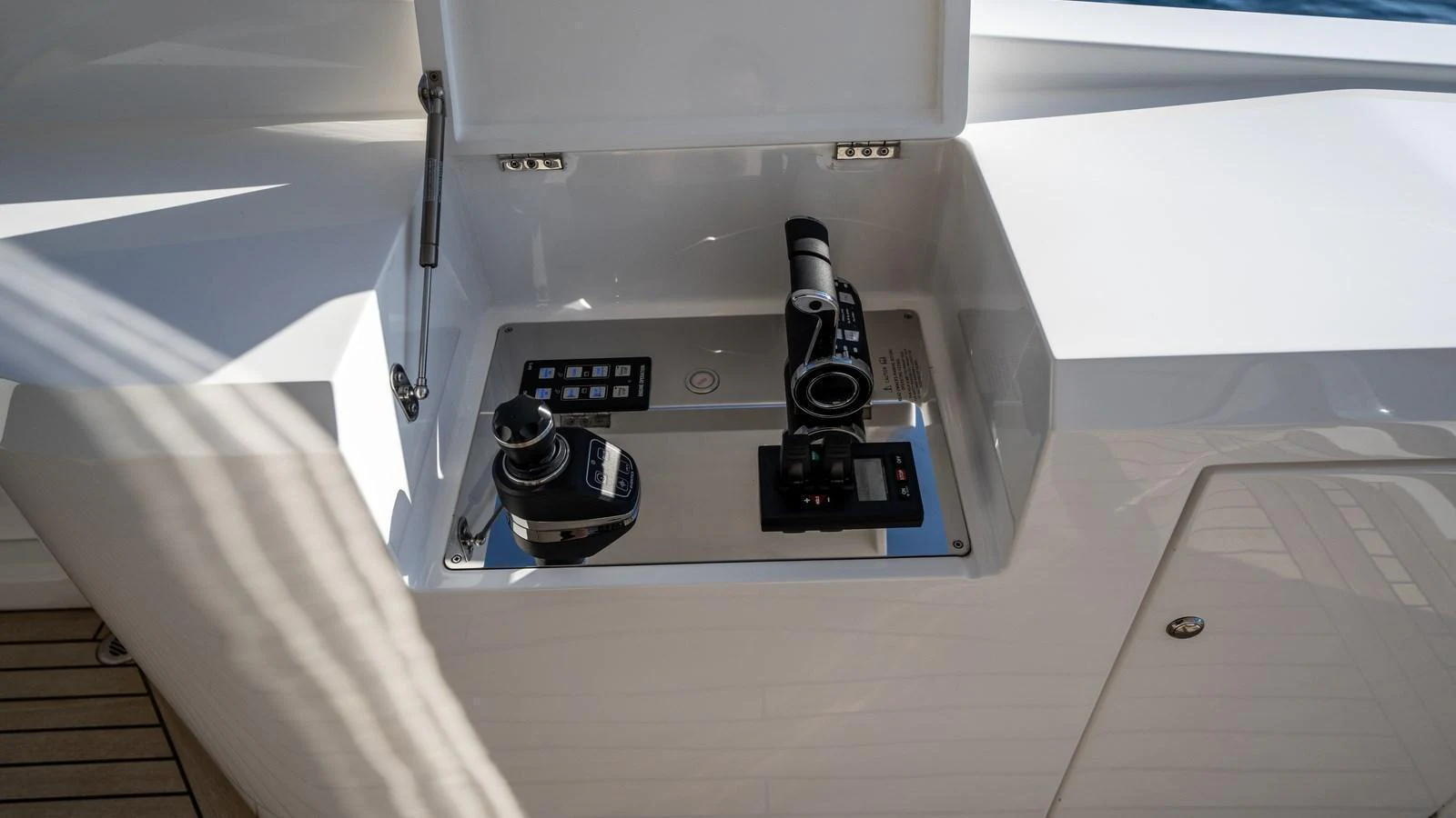 A close-up view of the yacht's control panel with modern navigation equipment. aboard TRIPLE EIGHT Yacht for Sale