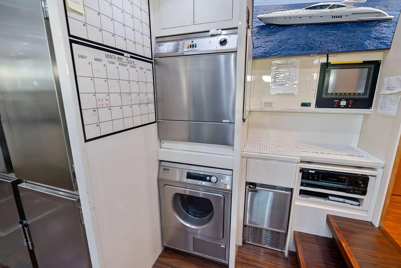The galley features modern appliances and a practical layout for efficient meal preparation. aboard INCOGNITO Yacht for Sale
