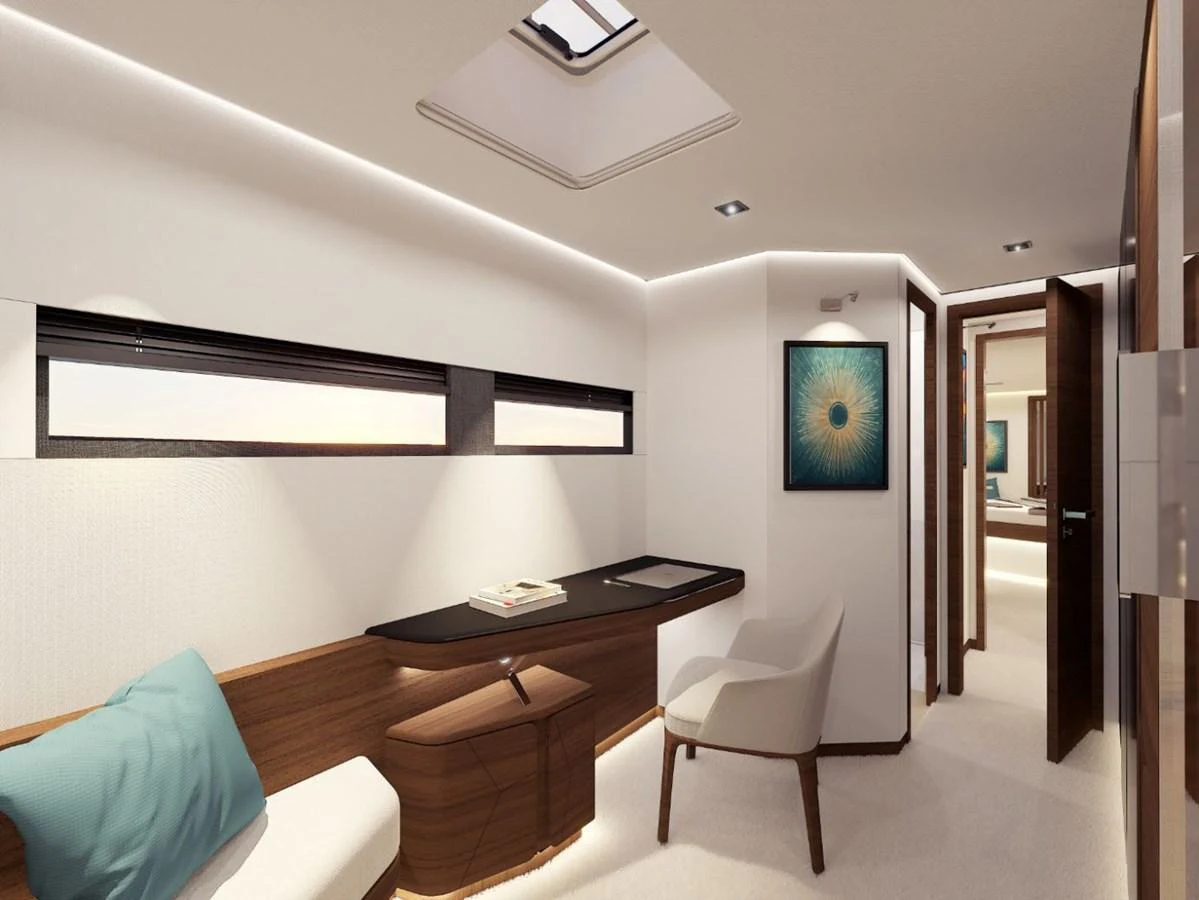 The cabin features a modern and elegant design with comfortable seating and stylish decor. aboard AIR YACHT Yacht for Sale