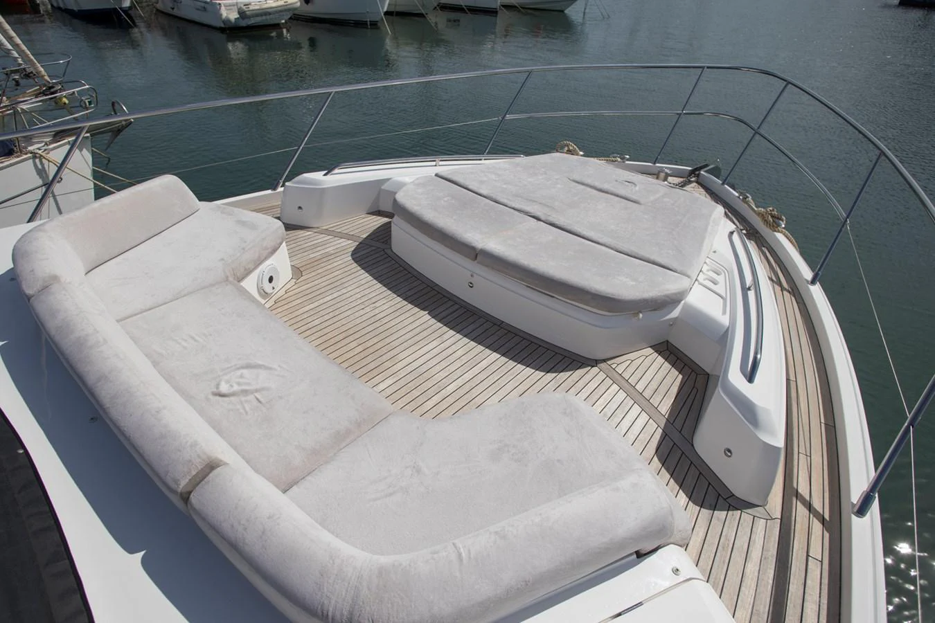 The foredeck features spacious sunpads and comfortable seating, perfect for relaxation. aboard BK ONE Yacht for Sale