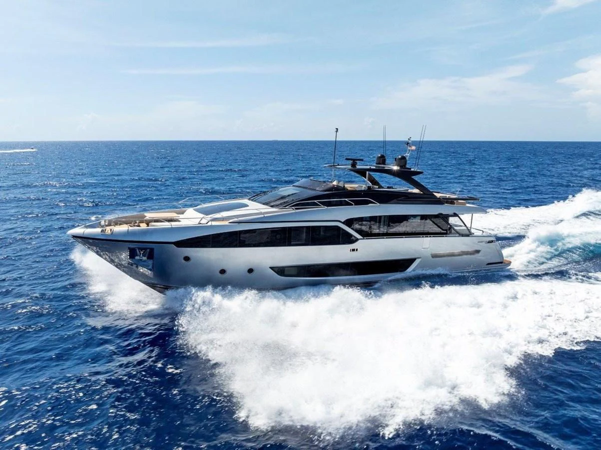 A sleek and modern yacht cruises swiftly through the open sea, showcasing its elegant design and powerful performance. aboard MSEA Yacht for Sale
