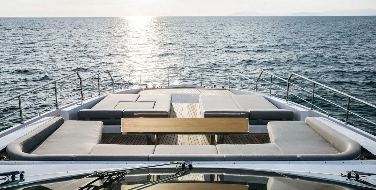 The sundeck offers a spacious and inviting area for relaxation with panoramic ocean views. aboard PANTERA Yacht for Sale