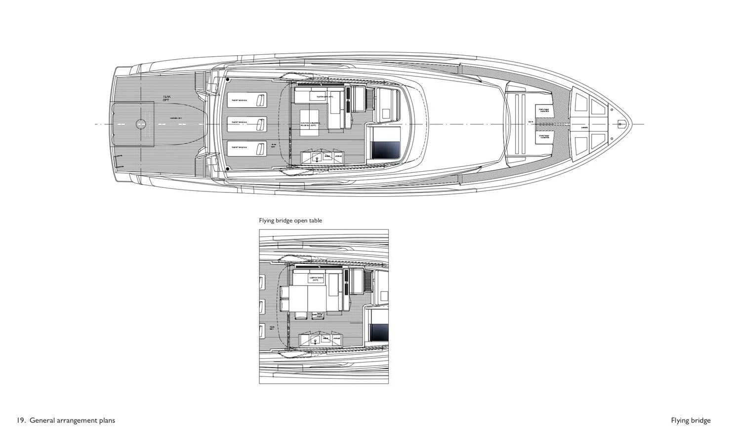 The image showcases the general arrangement plans of a yacht, detailing the layout of various decks and areas. aboard SANLORENZO SX 76 KYOMU Yacht for Sale