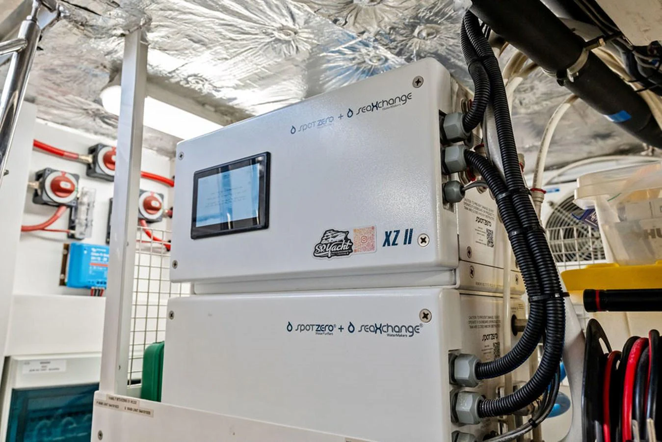 The image showcases technical equipment within the yacht's engine room or technical area. aboard DOLCE FAR NIENTE Yacht for Sale