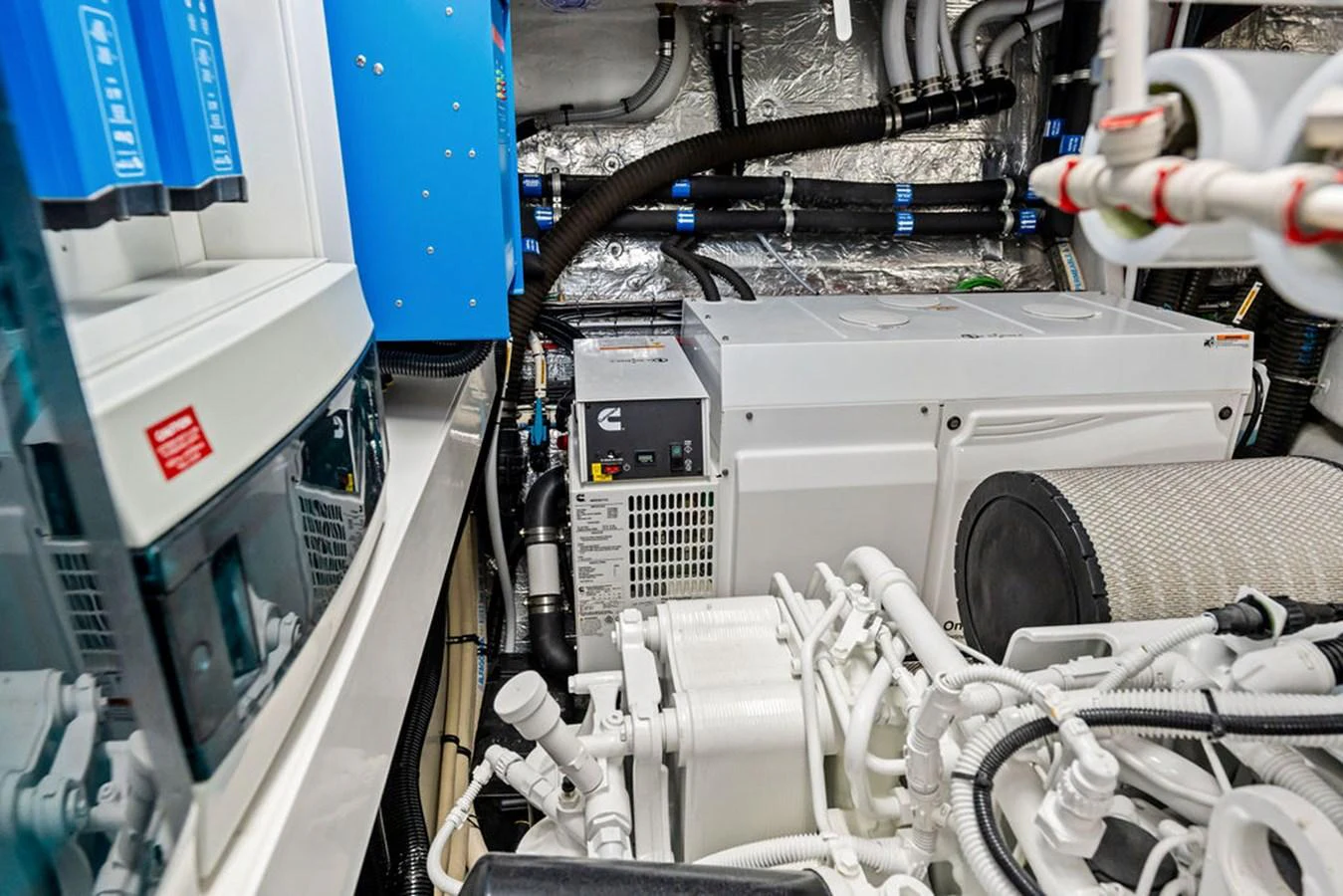 The image showcases the yacht's well-maintained engine room with modern equipment. aboard DOLCE FAR NIENTE Yacht for Sale