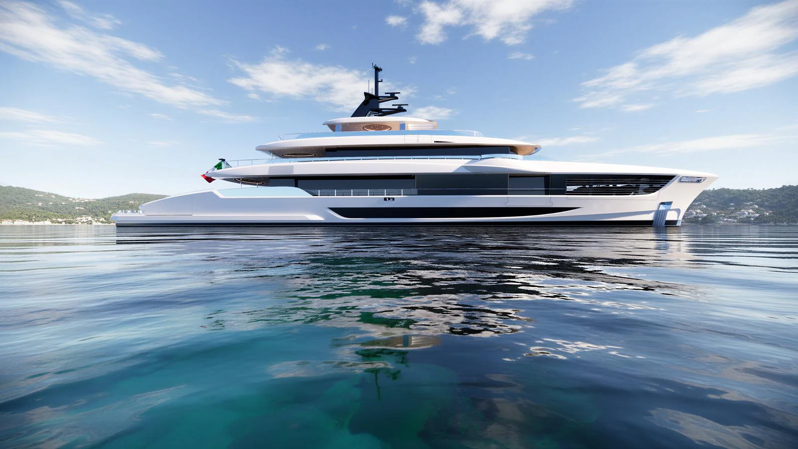 A sleek and modern yacht glides gracefully on calm waters under a clear blue sky. aboard NUVOLARI LENARD 52 PLUS Yacht for Sale