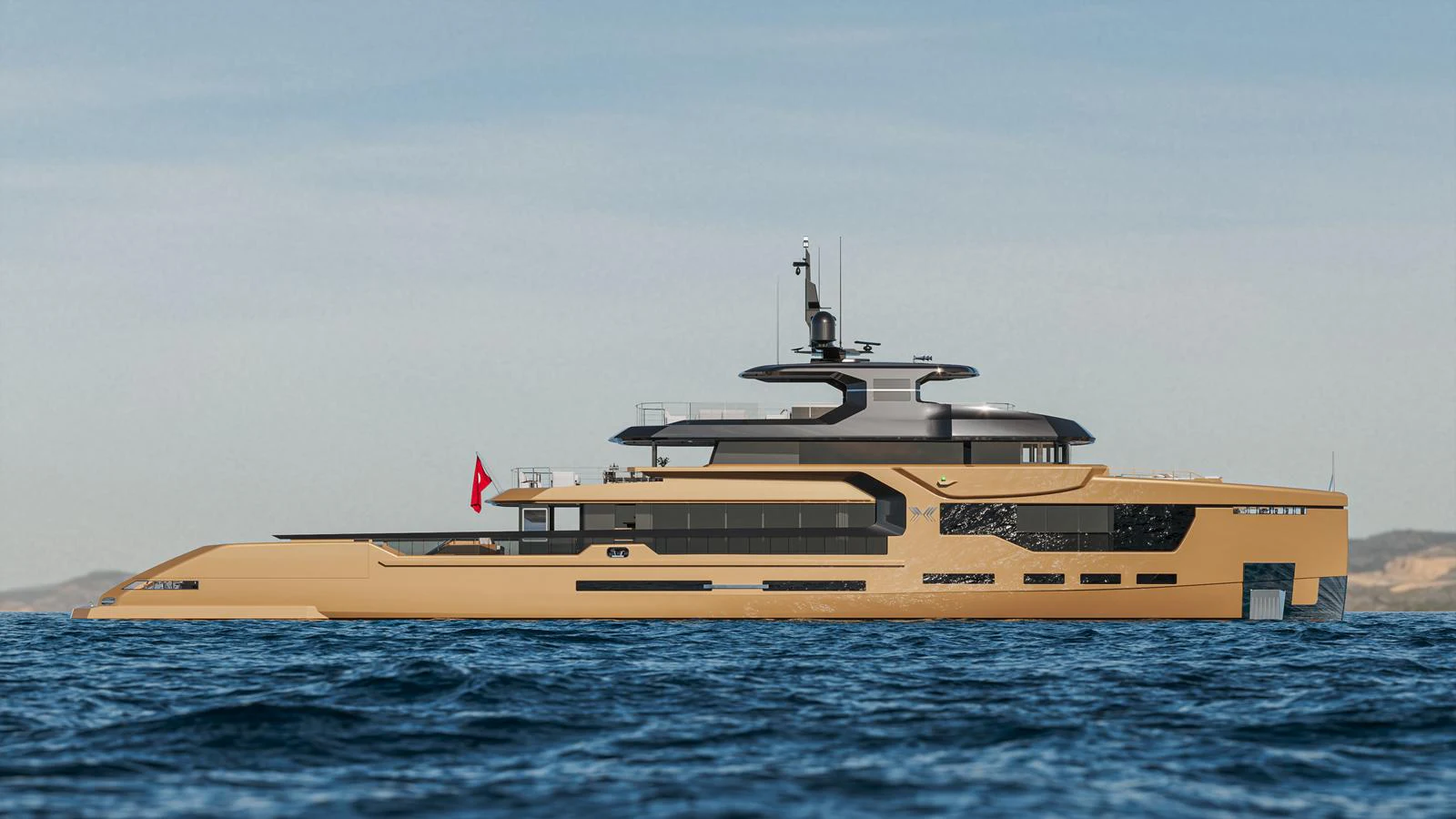 A sleek and modern yacht glides gracefully on the open water, showcasing its elegant design. aboard PETRA Yacht for Sale